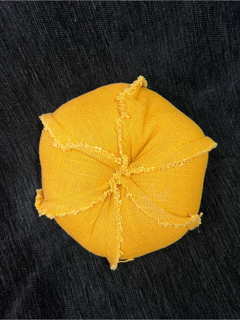 Handcrafted Yellow Fabric Pumpkin Accent - Rustic Fall Decor